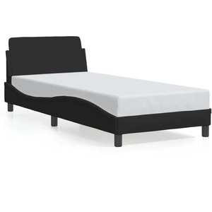 vidaXL Cadre de lit avec tête de lit Noir 90x200 cm Tissu pas cher