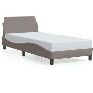 vidaXL Cadre de lit avec tête de lit Taupe 90x200 cm Tissu pas cher