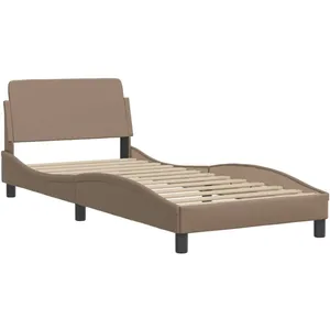 vidaXL Cadre de lit avec tête de lit Cappuccino 90x190 cm Similicuir pas cher