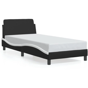 vidaXL Cadre de lit avec tête de lit noir et blanc 90x190cm similicuir pas cher