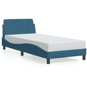 vidaXL Cadre de lit avec tête de lit bleu 80x200 cm velours pas cher