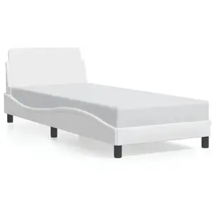 vidaXL Cadre de lit avec tête de lit Blanc 90x200 cm Similicuir pas cher