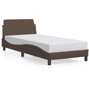 vidaXL Cadre de lit avec tête de lit Marron 90x200 cm Similicuir pas cher
