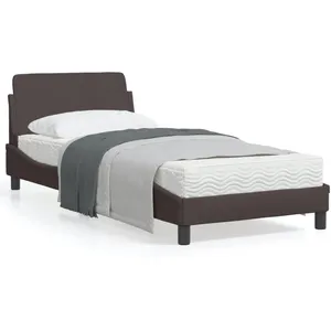vidaXL Cadre de lit avec tête de lit Marron foncé 80x200 cm Tissu pas cher