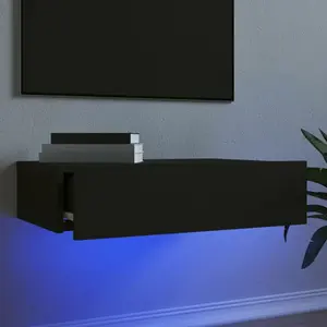 vidaXL Meuble TV avec éclairage LED noir 60x35x15,5 cm pas cher