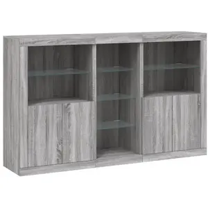 vidaXL Buffet avec lumières LED sonoma gris 162x37x100 cm pas cher