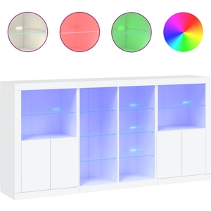 vidaXL Buffet avec lumières LED blanc 202x37x100 cm pas cher