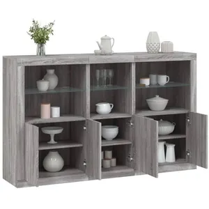 vidaXL Buffet avec lumières LED sonoma gris 162x37x100 cm pas cher