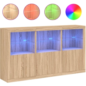 vidaXL Buffet avec lumières LED chêne sonoma 181,5x37x100 cm pas cher