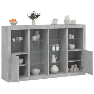 vidaXL Buffets avec lumières LED 3 pcs gris béton bois d'ingénierie pas cher