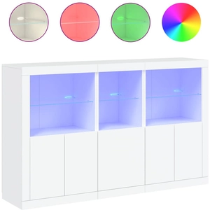 vidaXL Buffet avec lumières LED blanc 162x37x100 cm pas cher