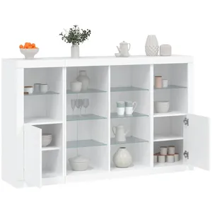 Comparateur de prix : vidaXL Buffets avec lumières LED 3 pcs blanc bois d'ingénierie
