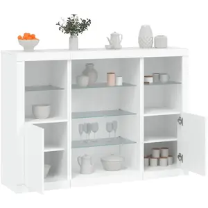 vidaXL Buffets avec lumières LED 3 pcs blanc bois d'ingénierie