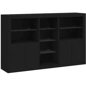 vidaXL Buffet avec lumières LED noir 162x37x100 cm pas cher