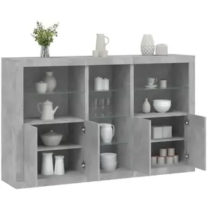vidaXL Buffet avec lumières LED gris béton 162x37x100 cm pas cher