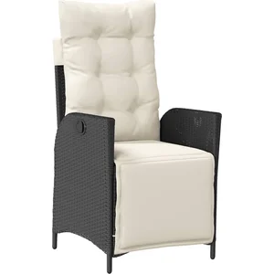 vidaXL Chaise inclinable de jardin et repose-pied noir résine tressée pas cher