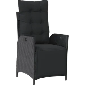 vidaXL Chaise inclinable de jardin et repose-pied noir résine tressée pas cher
