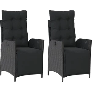 vidaXL Chaises inclinables de jardin lot de 2 repose-pied noir rotin pas cher