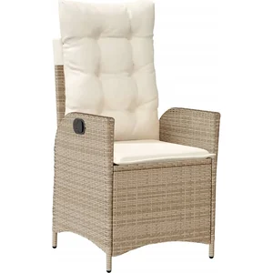 vidaXL Chaise inclinable de jardin avec coussins beige résine tressée pas cher