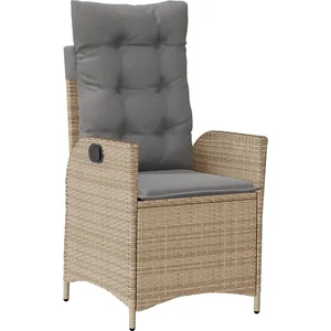 vidaXL Chaise inclinable de jardin coussins mélange beige poly rotin pas cher