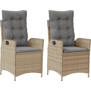 vidaXL Chaises inclinables jardin lot de 2 et coussins résine tressée pas cher