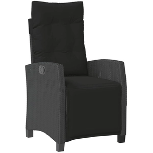 vidaXL Chaise inclinable de jardin et repose-pied noir résine tressée pas cher
