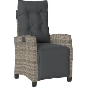 vidaXL Chaise inclinable de jardin et repose-pied gris résine tressée pas cher