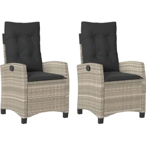vidaXL Chaises inclinables jardin lot de 2 et coussins résine tressée pas cher