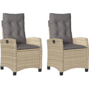 vidaXL Chaises inclinables jardin lot de 2 et coussins résine tressée pas cher
