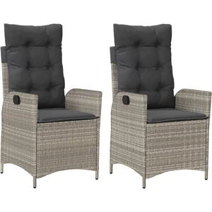 vidaXL Chaises inclinables jardin lot de 2 et coussins résine tressée pas cher