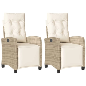 vidaXL Chaises inclinables de jardin lot de 2 avec repose-pied rotin pas cher