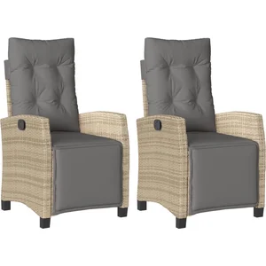 vidaXL Chaises inclinables de jardin lot de 2 avec repose-pied rotin pas cher