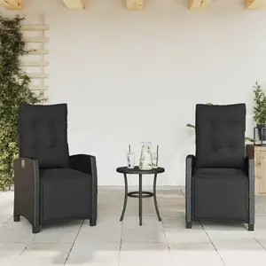 Comparateur de prix : vidaXL Chaises inclinables de jardin lot de 2 repose-pied noir rotin