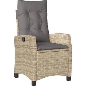 vidaXL Chaise inclinable de jardin coussins mélange beige poly rotin pas cher