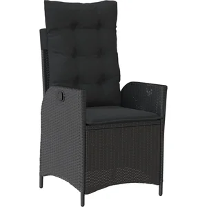 vidaXL Chaise inclinable de jardin avec coussins noir résine tressée pas cher