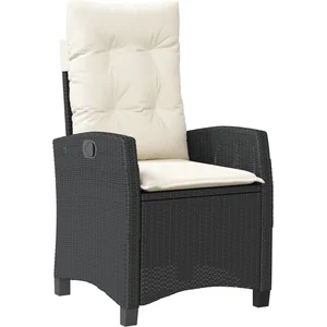 vidaXL Chaise inclinable de jardin avec coussins noir résine tressée pas cher