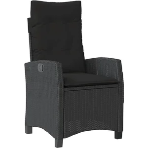 vidaXL Chaise inclinable de jardin avec coussins noir résine tressée pas cher