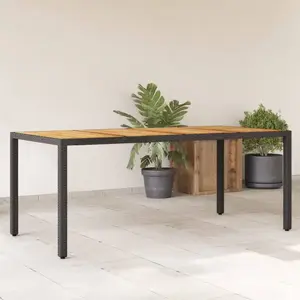 vidaXL Table de jardin et dessus en bois d'acacia noir résine tressée pas cher