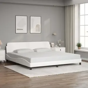 Comparateur de prix : vidaXL Cadre de lit avec tête de lit Blanc 200x200 cm Similicuir