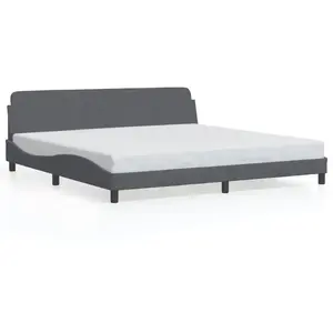 vidaXL Cadre de lit avec tête de lit Gris foncé 200x200 cm Velours pas cher