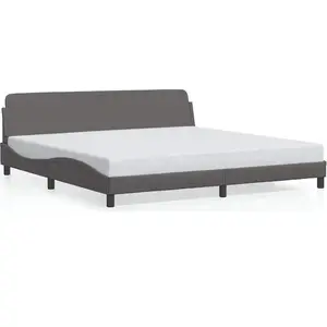 vidaXL Cadre de lit avec tête de lit Gris 200x200 cm Similicuir pas cher