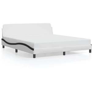 vidaXL Cadre de lit et tête de lit blanc et noir 180x200 cm similicuir