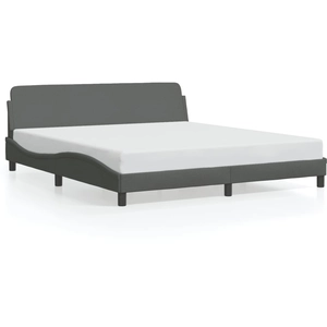 vidaXL Cadre de lit avec tête de lit Gris foncé 200x200 cm Tissu pas cher