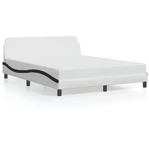 vidaXL Cadre de lit et tête de lit blanc et noir 160x200 cm similicuir pas cher