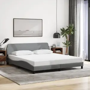 vidaXL Cadre de lit avec tête de lit Gris clair 180x200 cm pas cher