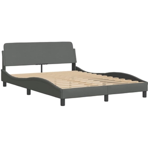 vidaXL Cadre de lit avec tête de lit Gris foncé 180 x 200 cm Tissu pas cher