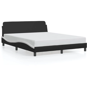 vidaXL Cadre de lit et tête de lit noir et blanc 160x200 cm similicuir