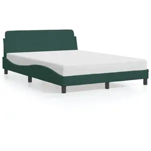 vidaXL Cadre de lit avec tête de lit Vert foncé 140x200 cm Velours pas cher