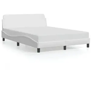 vidaXL Cadre de lit avec tête de lit Blanc 140x200 cm Similicuir pas cher