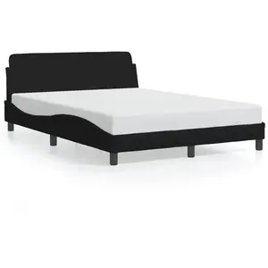 vidaXL Cadre de lit avec tête de lit Noir 140x200 cm Tissu pas cher